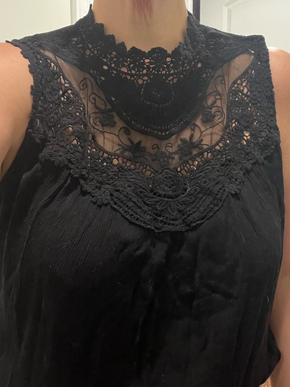 torrid Black Sleeveless Lace Yoke Blouse